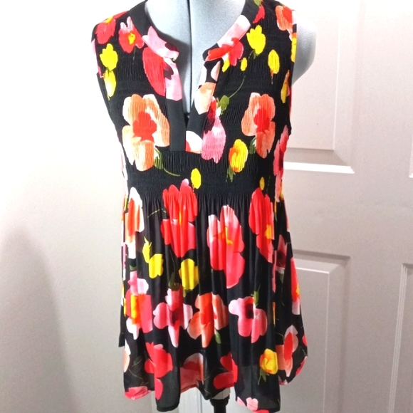 Spense Sz Small Bright Floral Pleated Bodice, sleeveless NWOT - Picture 3 of 6